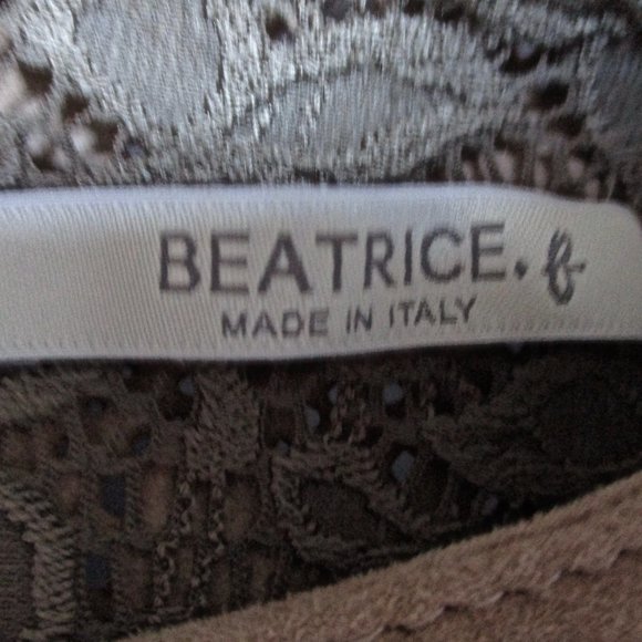 Beatrice B. Tan Leather Floral Pattern Short Sleeve Dress Size 6 US - Picture 8 of 11